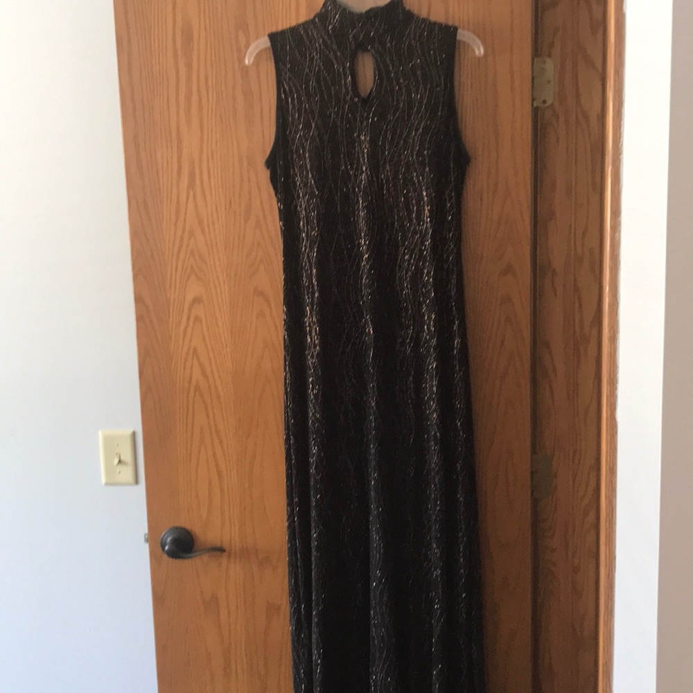 Long black, multi colored glitter dress